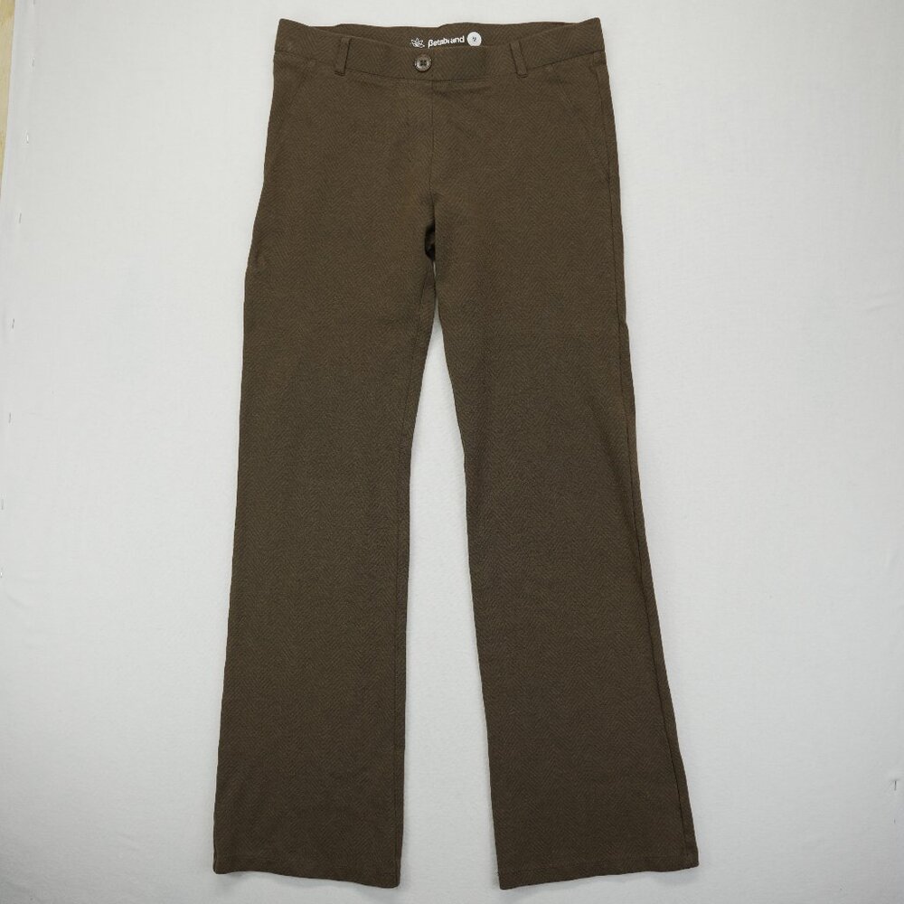 Betabrand Dress Pant Pants Brown Chevron Wide Leg Flare Mid‎ Rise Stretch Size M